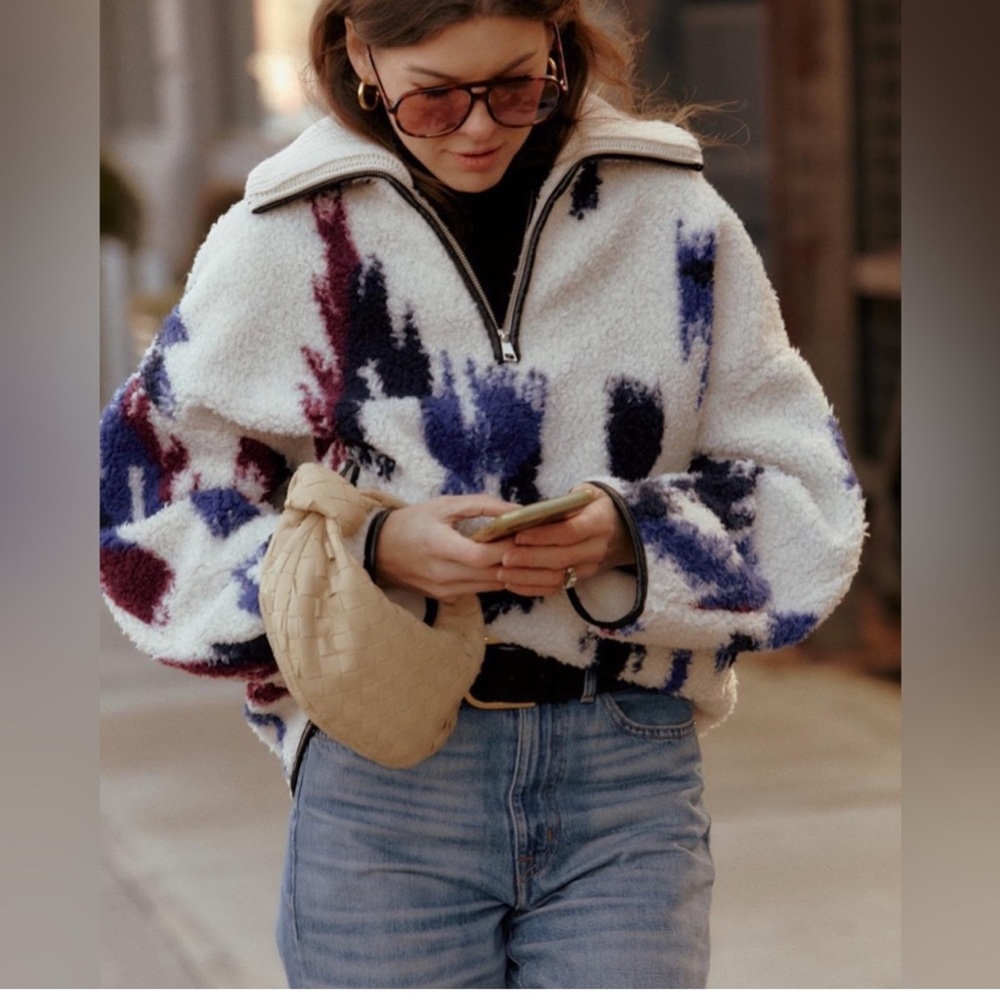 ISABEL MARANT ÉTOILE  Marner Printed Fleece Jacket $585 BNWTS